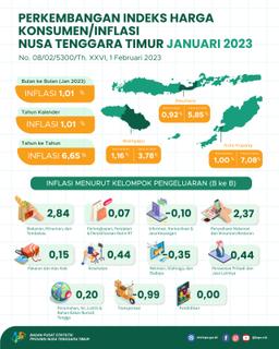 Januari 2023, Gabungan 3 Kota Inflasi Nusa Tenggara Timur Mengalami Inflasi Mtm 1,01 Persen Dan Inflasi Yoy Sebesar 6,65 Persen