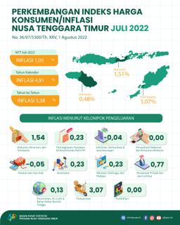 Juli 2022 Nusa Tenggara Timur Mengalami Inflasi 1,05 Persen