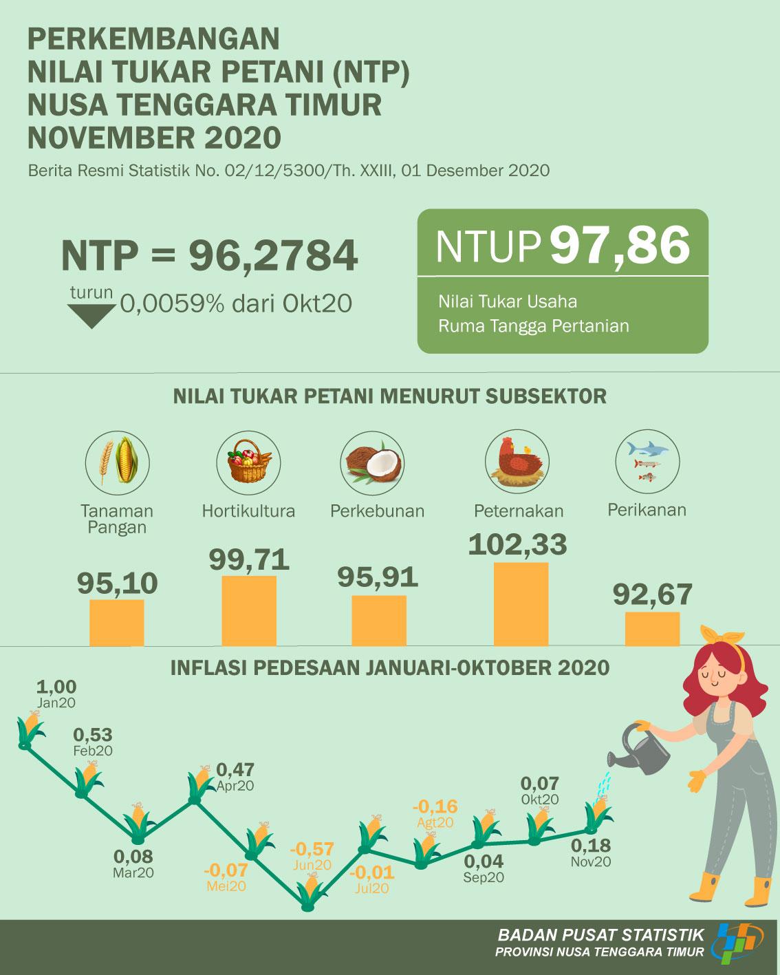 In November, the Nusa Tenggara Timur's Farmer Exchange Rate was 96,28