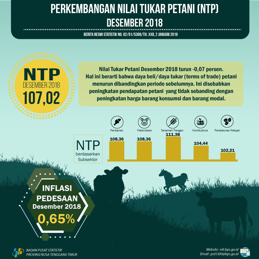 Nilai Tukar Petani (NTP) Desember 2018 sebesar 107,02