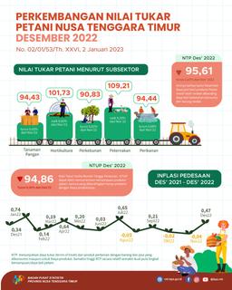 Desember 2022 Nilai Tukar Petani (NTP) Sebesar 95,61 Turun 0,39 Persen Jika Dibandingkan Dengan November 2022